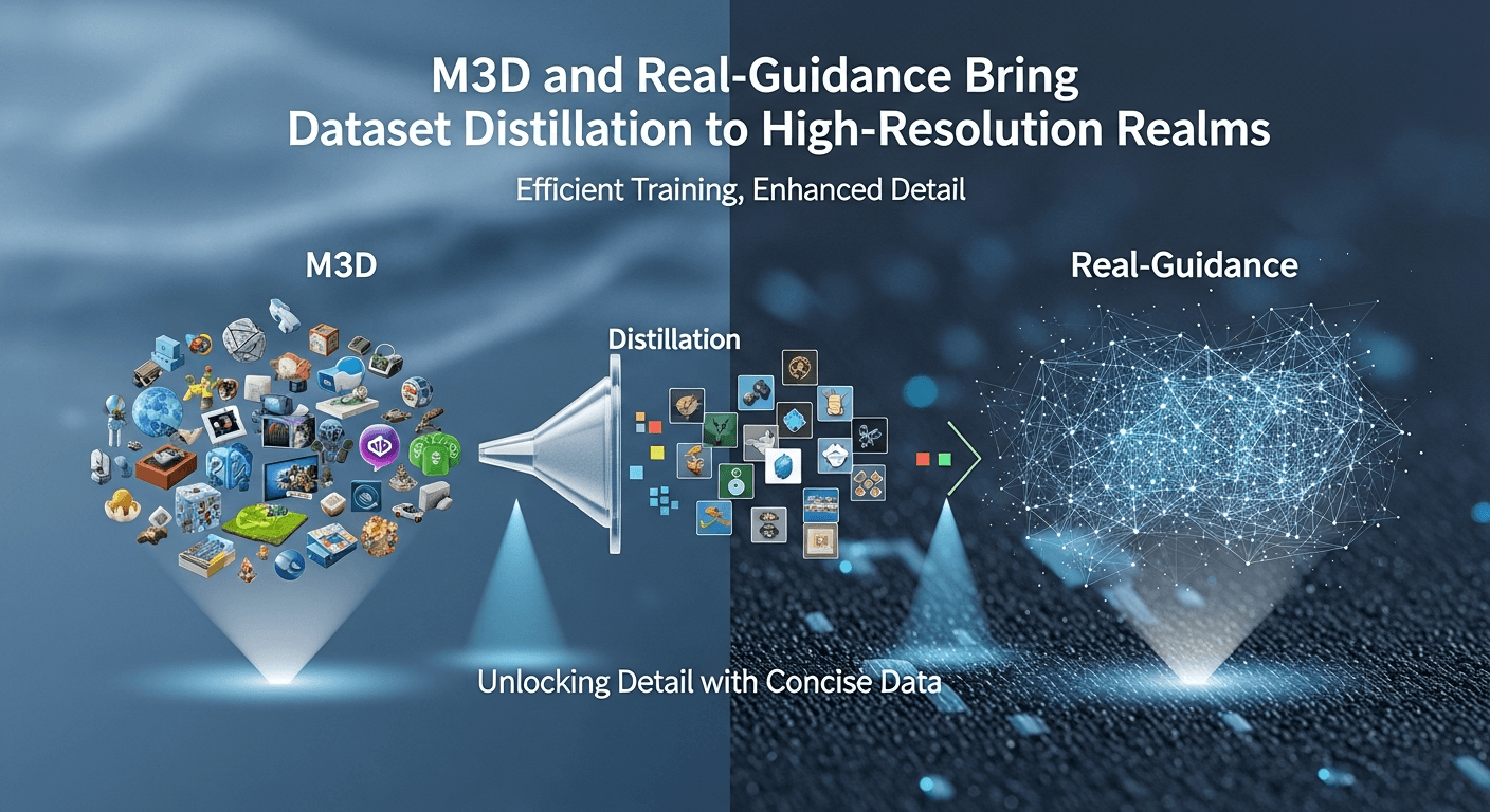 M3D and Real-Guidance Bring Dataset Distillation to High-Resolution Realms