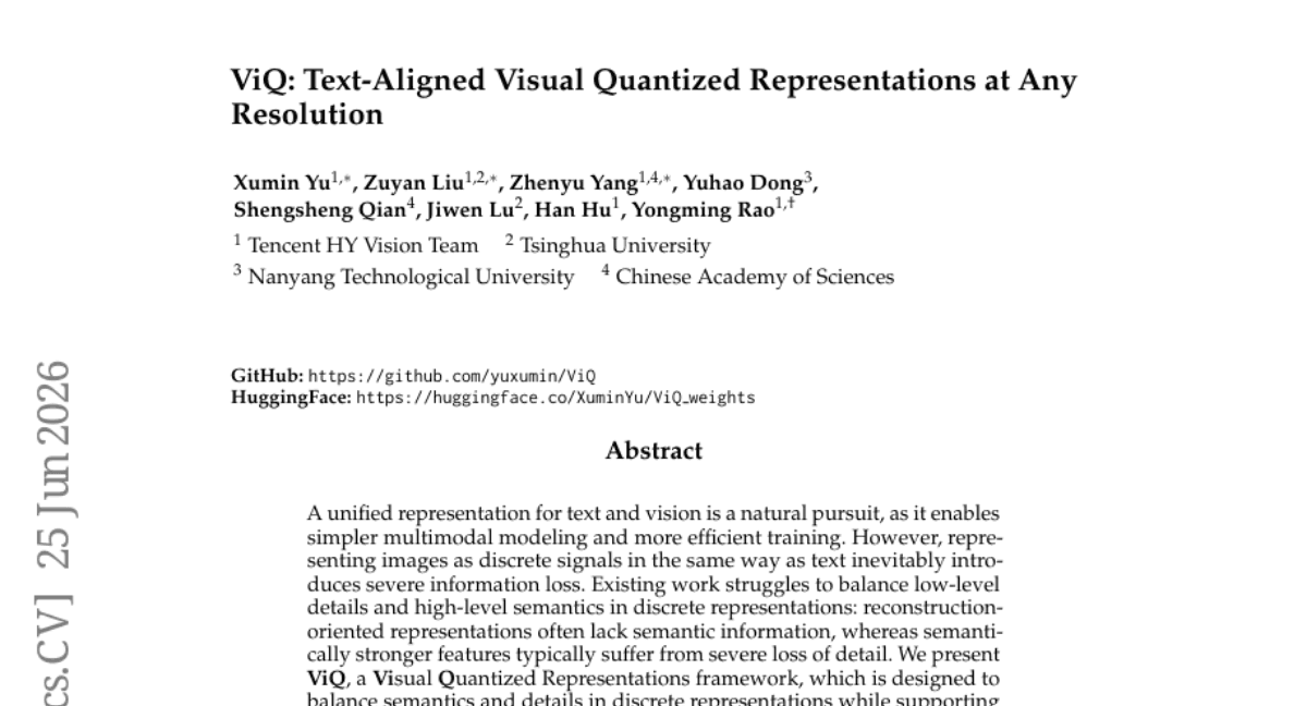 ViQ: Bridging the Gap Between Semantics and Detail in Visual Quantized Representations