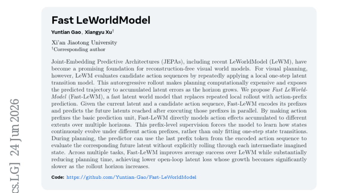 Fast-LeWM: Parallel Action-Prefix Prediction Slashes Latent World Model Planning Costs