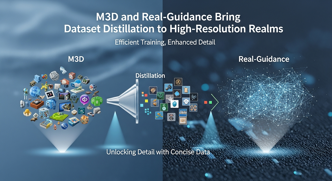 M3D and Real-Guidance Bring Dataset Distillation to High-Resolution Realms