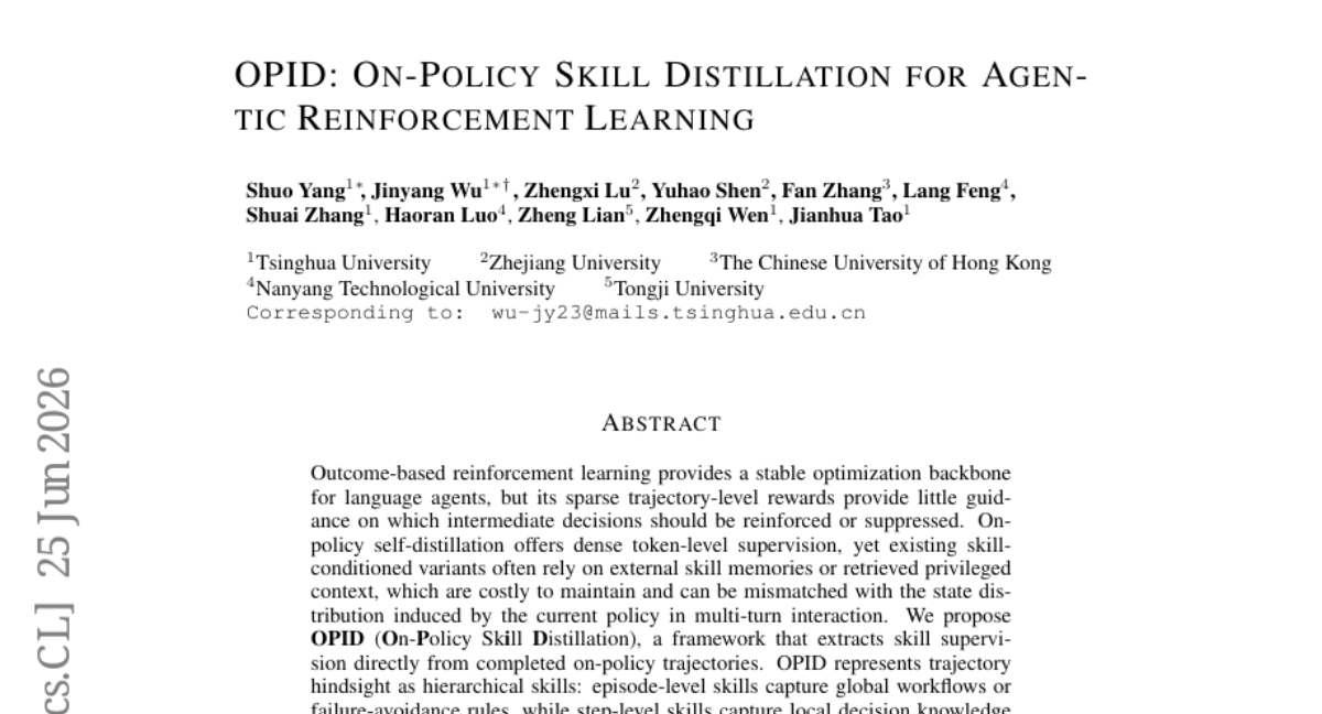OPID gives language agents a reward signal dense enough to ditch external memory